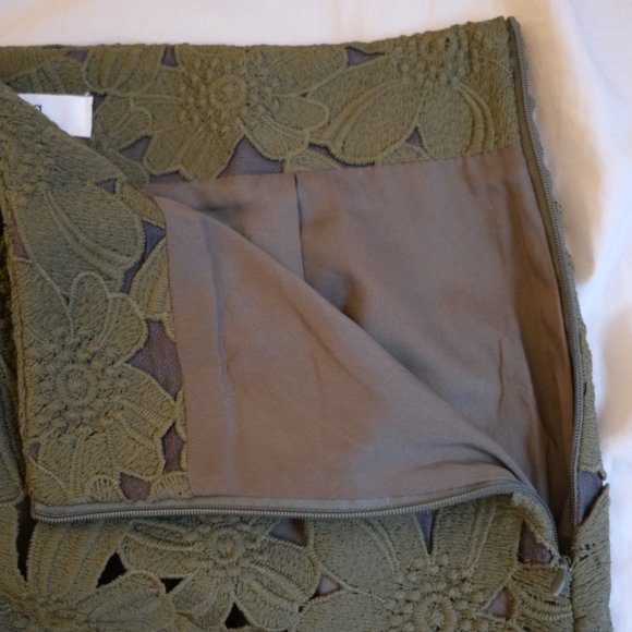 Lace Midi Pencil Skirt - Khaki Size S - Picture 5 of 9